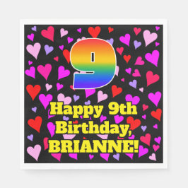 Servilleta De Papel Noveno cumpleaños: Patrón de corazón amoroso, arco