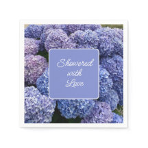 Novia, Baby Shower Napkins Purple, Blue Hydrangea
