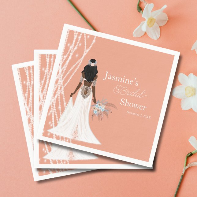 Servilleta De Papel Novia Boho Con Perlas Y Flores Despedida de Solter (Subido por el creador)