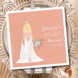 Servilleta De Papel Novia Boho Rubio Con Flores