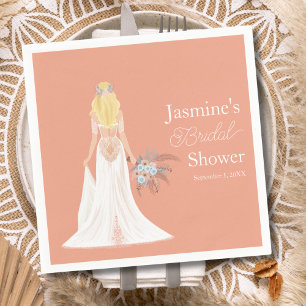 Servilleta De Papel Novia Boho Rubio Con Flores