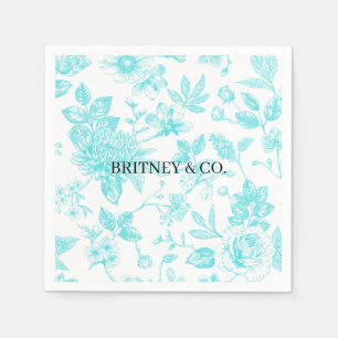 Servilleta De Papel Novia & Co. Toile Floral Teal Personalizado