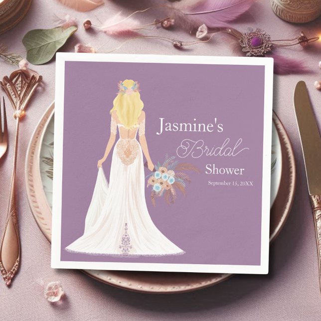 Servilleta De Papel Novia de Cabello Rubio Boho con Flores (Subido por el creador)