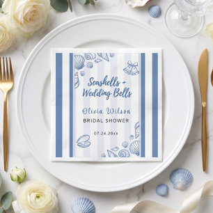Servilleta De Papel Novia de conchas de mar azul náutico personalizado