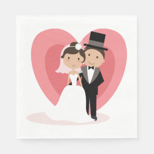 Servilleta De Papel Novia de Dibujos Animados Novio Boda Recién Casado