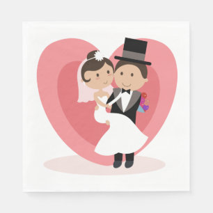 Servilleta De Papel Novia de Dibujos Animados Novio Boda Recién Casado