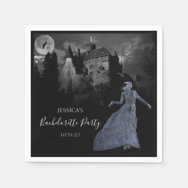Servilleta De Papel Novia de Frankenstein Bachelorette Halloween (Anverso)