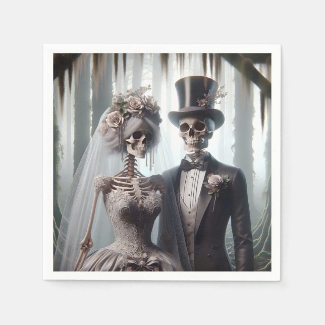Servilleta De Papel Novia De Halloween Y Groom (Anverso)