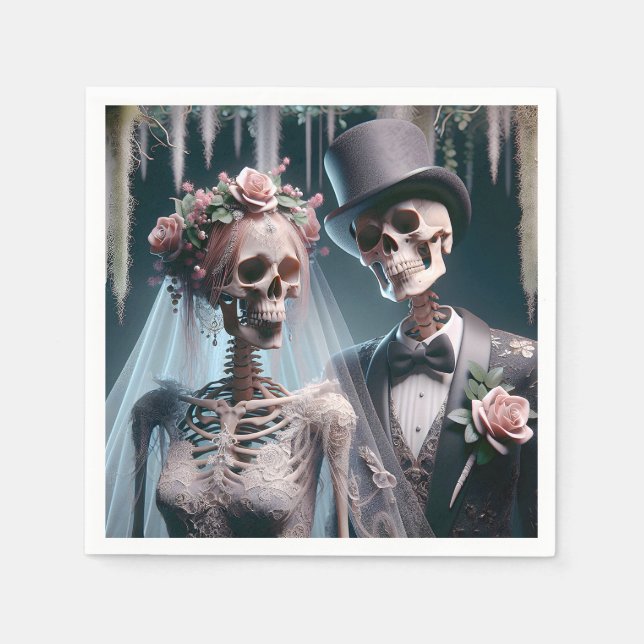 Servilleta De Papel Novia De Halloween Y Groom (Anverso)