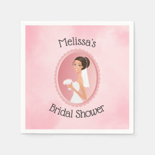 Servilleta De Papel Novia en un velo sujetando flores ducha de novia