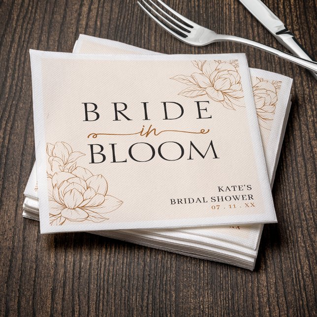 Servilleta De Papel Novia en una ducha marrón de novias (Bride in Bloom Tan Brown Bridal Shower Napkins
)
