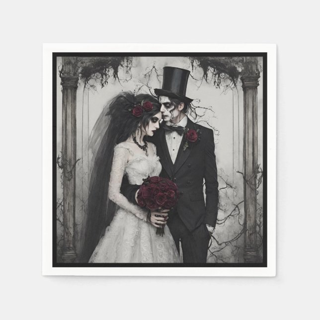 Servilleta De Papel Novia gótica y Groom (Anverso)