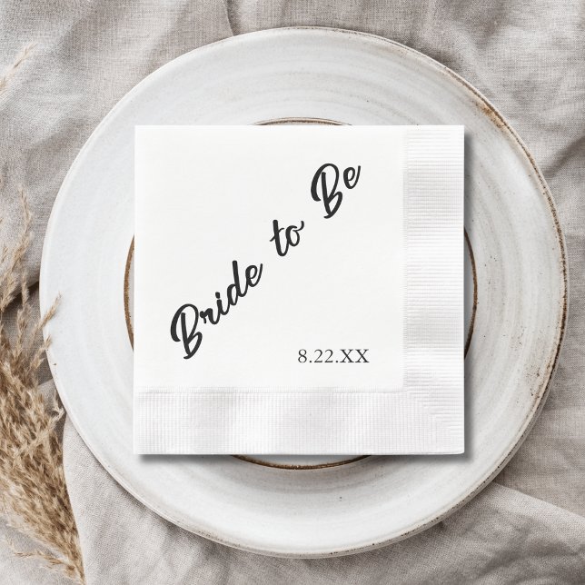 Servilleta De Papel Novia Personalizada Fecha Boda Moderna (Subido por el creador)