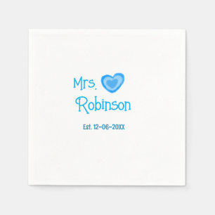 Servilleta De Papel Novia por Mrs agregar nombre fecha corazón azul ac