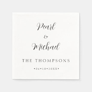 Servilleta De Papel Novia simple y nombre groom Boda elegante