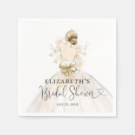 Servilleta De Papel Novia Vestido rubio Dorado Rosa Floral Bridal Duch