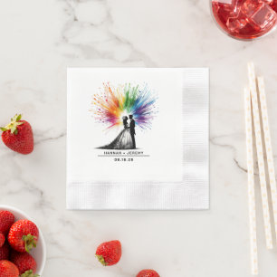 Servilleta De Papel Novia y Boda del arcoiris de Groom