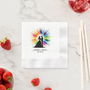 Servilleta De Papel Novia y Boda del arcoiris de Groom