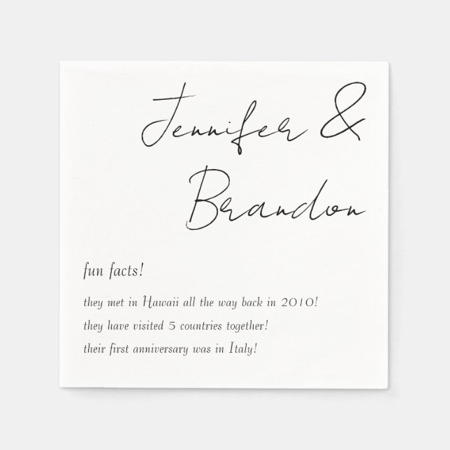 Servilleta De Papel Novia y Groom Fun Hacts Boda Napkins (Anverso)