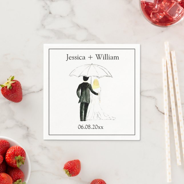 Servilleta De Papel Novia y Groom Rustic Modern Elegant Wedding (In situ)