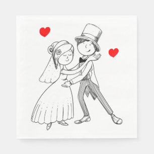 Servilleta De Papel Novia y Novio de Dibujos Animados Boda Nupcial Bla