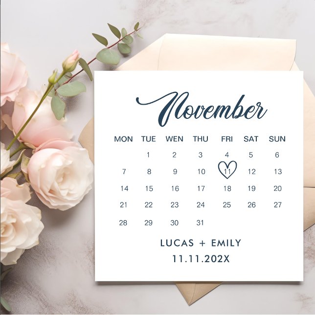 Servilleta De Papel Noviembre Calendario Boda azul oscuro (Subido por el creador)