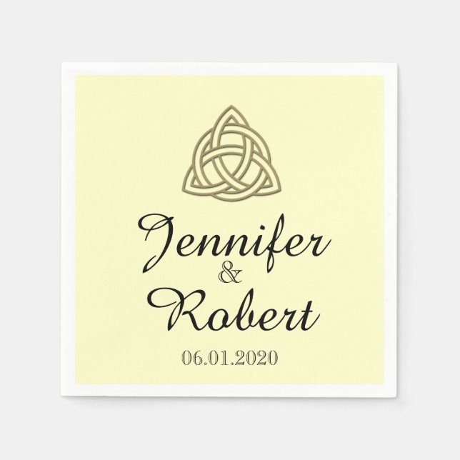 Servilleta De Papel Nube celta en oro y Napkin Boda de Marfil (Anverso)