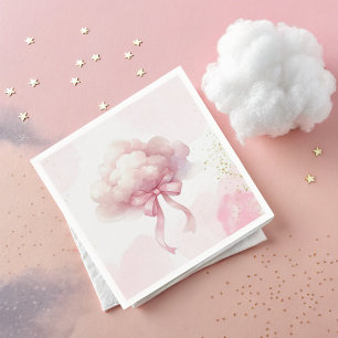 Servilleta De Papel Nube con lazo rosa para Baby Shower de niña
