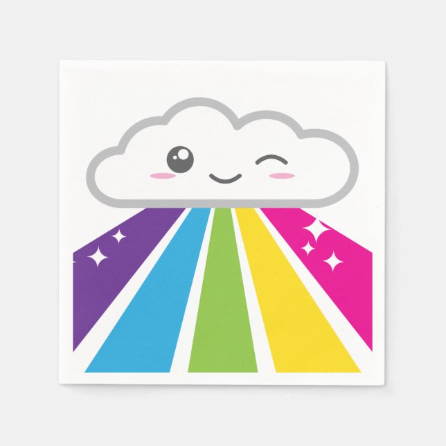 Servilleta De Papel Nube de Kawaii y toallas de arcoiris (Anverso)
