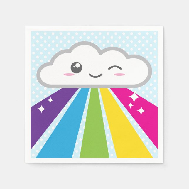 Servilleta De Papel Nube de Kawaii y toallas de arcoiris (Anverso)