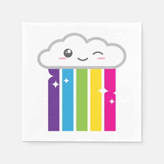 Servilleta De Papel Nube de Kawaii y toallas de arcoiris (Anverso)