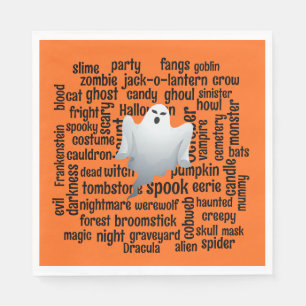 Servilleta De Papel Nube de palabras de Halloween fantasmal