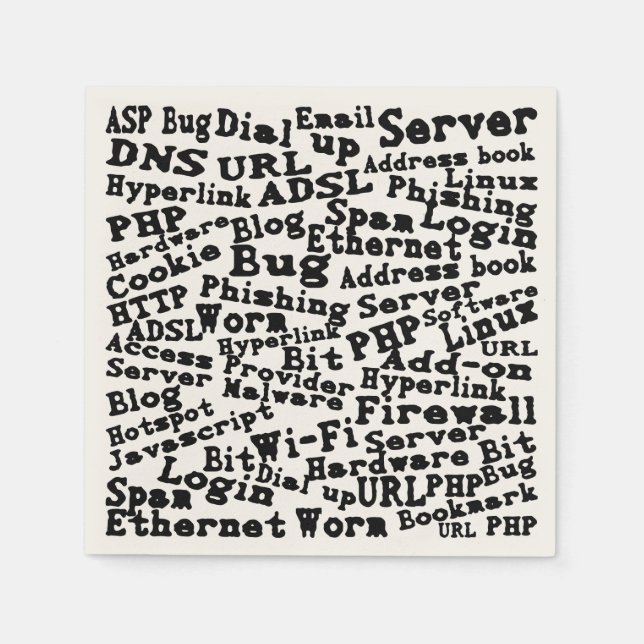 Servilleta De Papel nube de palabras de Internet (Anverso)