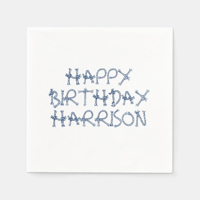 Servilleta De Papel Nube náutica nudos azul personalizado blanco Cumpl (Anverso)