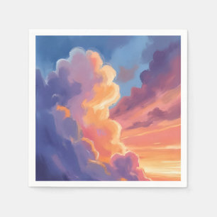 Servilleta De Papel Nubes al Atardecer   Pintura del Cielo al Agua Col