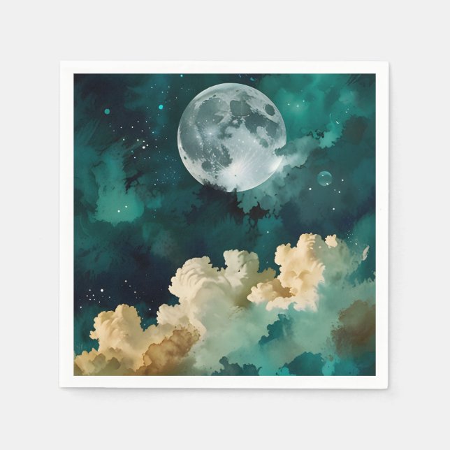Servilleta De Papel Nubes bajo la luna (Anverso)