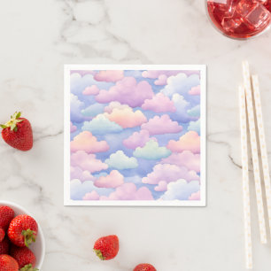 Servilleta De Papel Nubes Bonitas de Acuarela