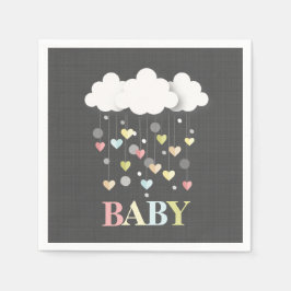 Servilleta De Papel Nubes + corazón Baby Shower neutral