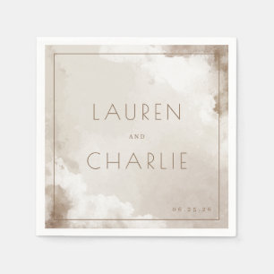 Servilleta De Papel Nubes de acuarela beige serenas