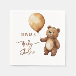 Servilleta De Papel Nubes de globos de oso esperan a Baby Shower Bearl