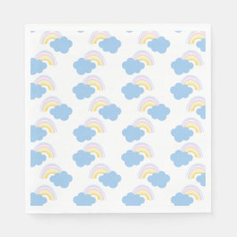 Servilleta De Papel Nubes de verano arcoíris Garabato pastel Doodle