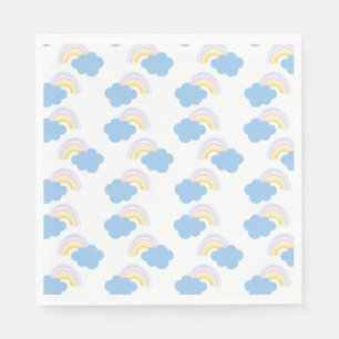 Servilleta De Papel Nubes de verano arcoíris Garabato pastel Doodle   