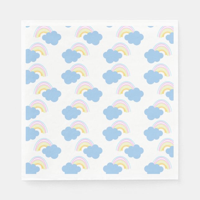Servilleta De Papel Nubes de verano arcoíris Garabato pastel Doodle    (Anverso)