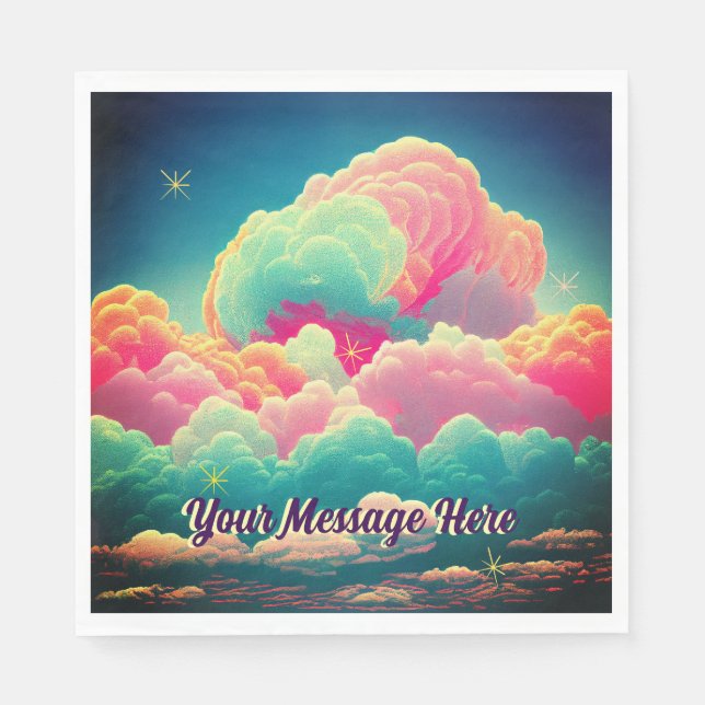 Servilleta De Papel Nubes Divertidas de Algodón de Azúcar Pastel (Anverso)