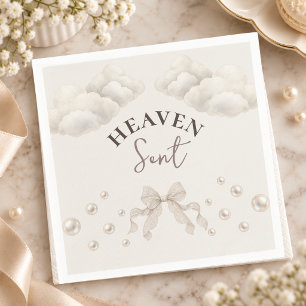 Servilleta De Papel Nubes enviadas del cielo Perla Beige Lazo Fiesta d