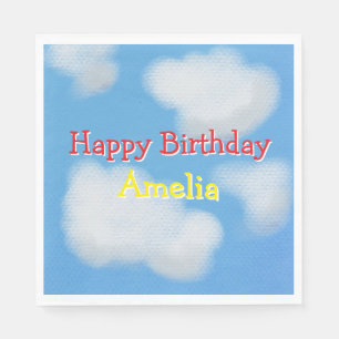 Servilleta De Papel Nubes esponjosas y mullidas Cumpleaños