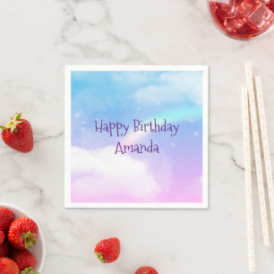 Servilleta De Papel Nubes mágicas pasteles y cumpleaños arcoiris