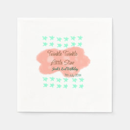 Servilleta De Papel nubes naranjas gemelan pequeñas estrellas verdes