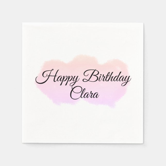 Servilleta De Papel Nubes naranjas rosas pastel feliz cumpleaños moder (Anverso)