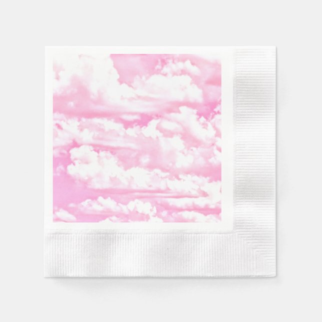 Servilleta De Papel Nubes rosadas festivas (Anverso)
